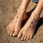 Rhodonite Barefoot Sandals in Stainless Steel