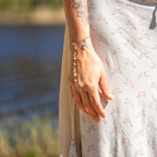 Landscape Jasper Hand Chain with Charm in Stainless Steel
