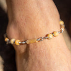 Lace Agate & Picture Jasper Anklet in Stainless Steel