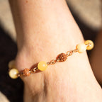 Honey Jade & Rudraksha Anklet in Bronze