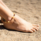 Honey Jade & Rudraksha Anklet in Bronze