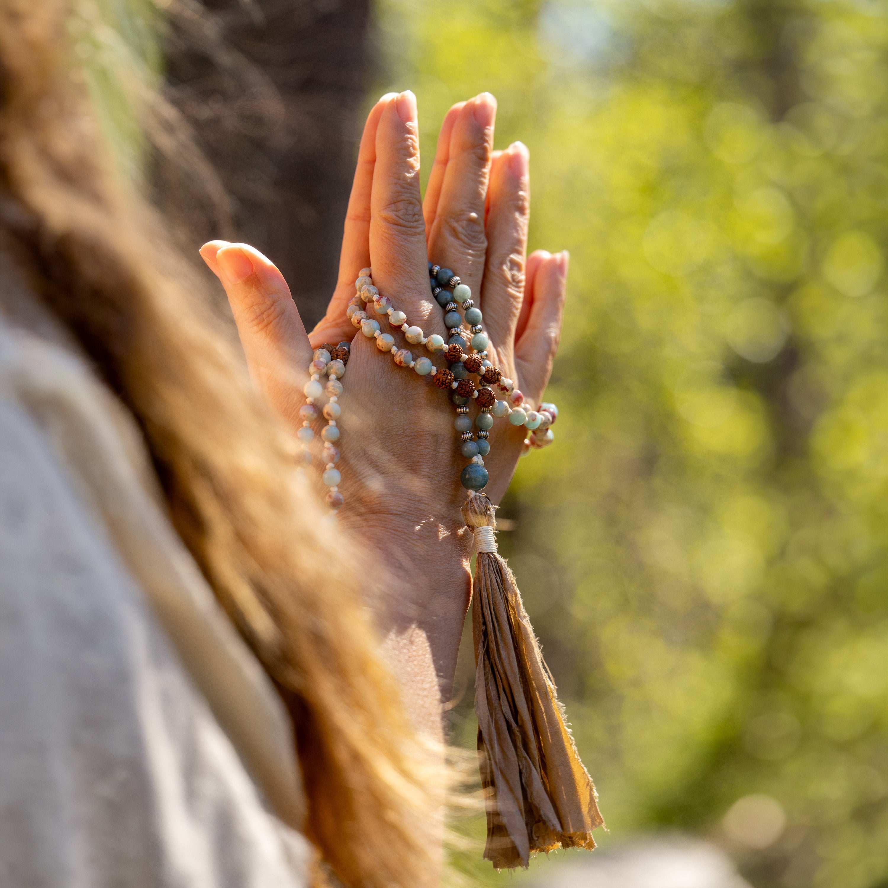 Winter Moss Mala Necklace