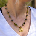 Bohemian Necklace with Chrysoprase & Brass