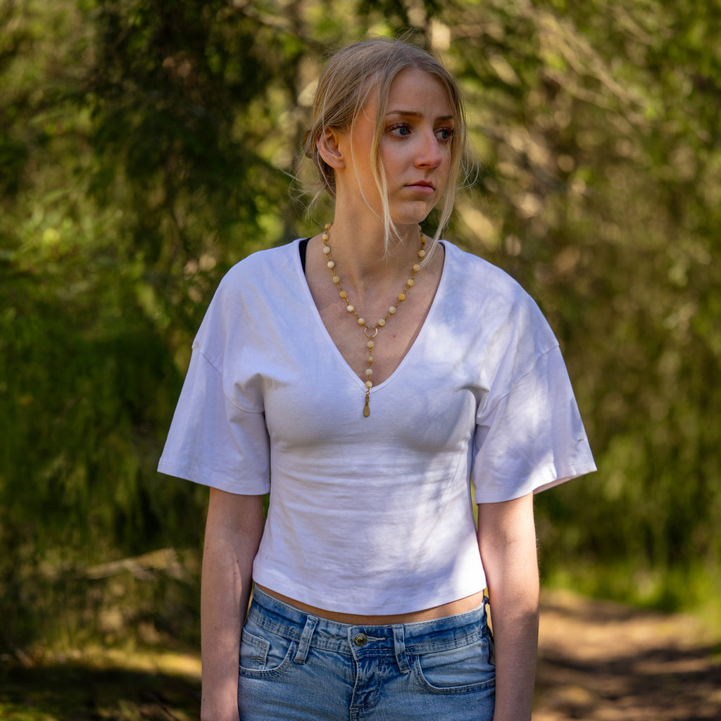 Bohemian Necklace with Yellow Calcite & Brass