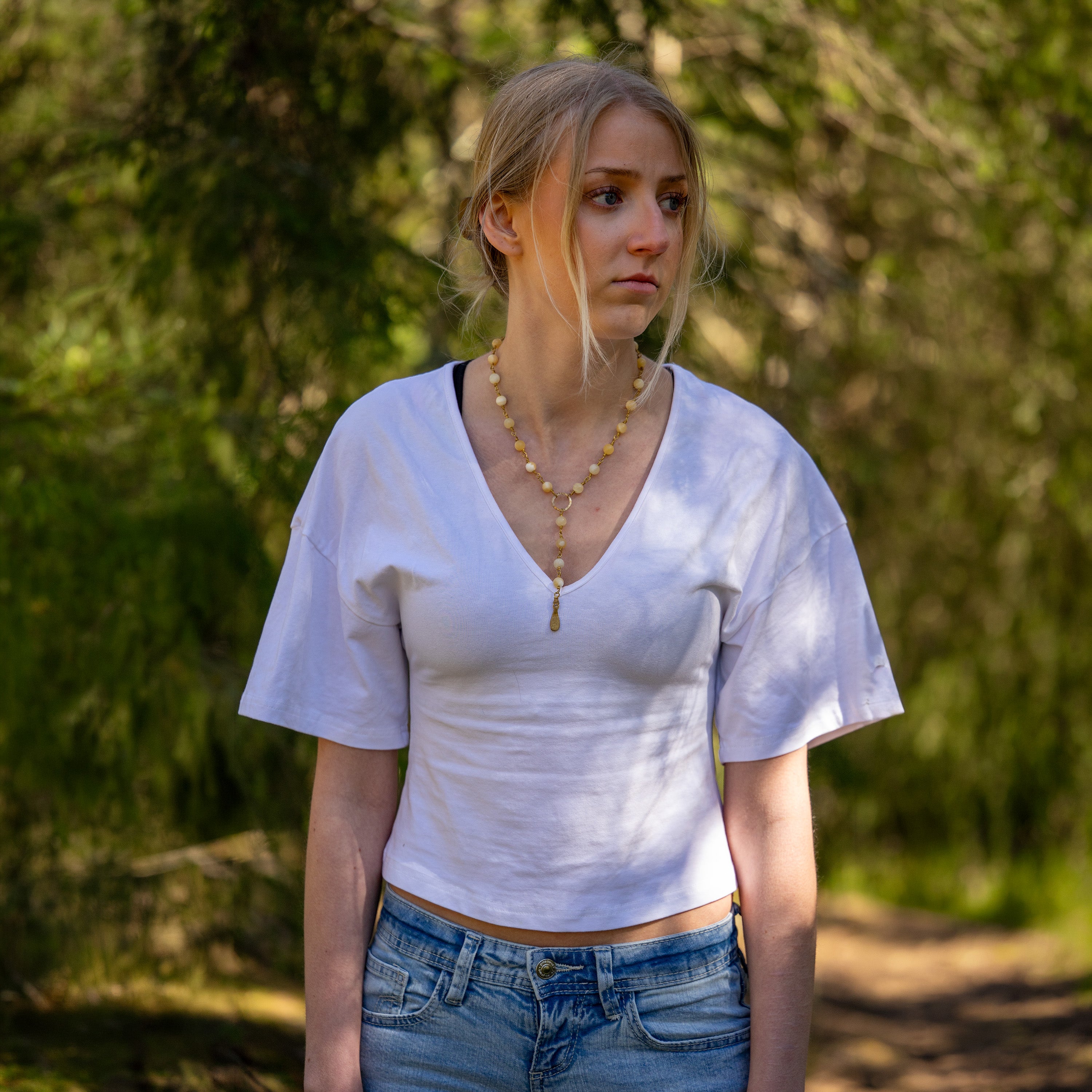 Bohemian Necklace with Yellow Calcite & Brass