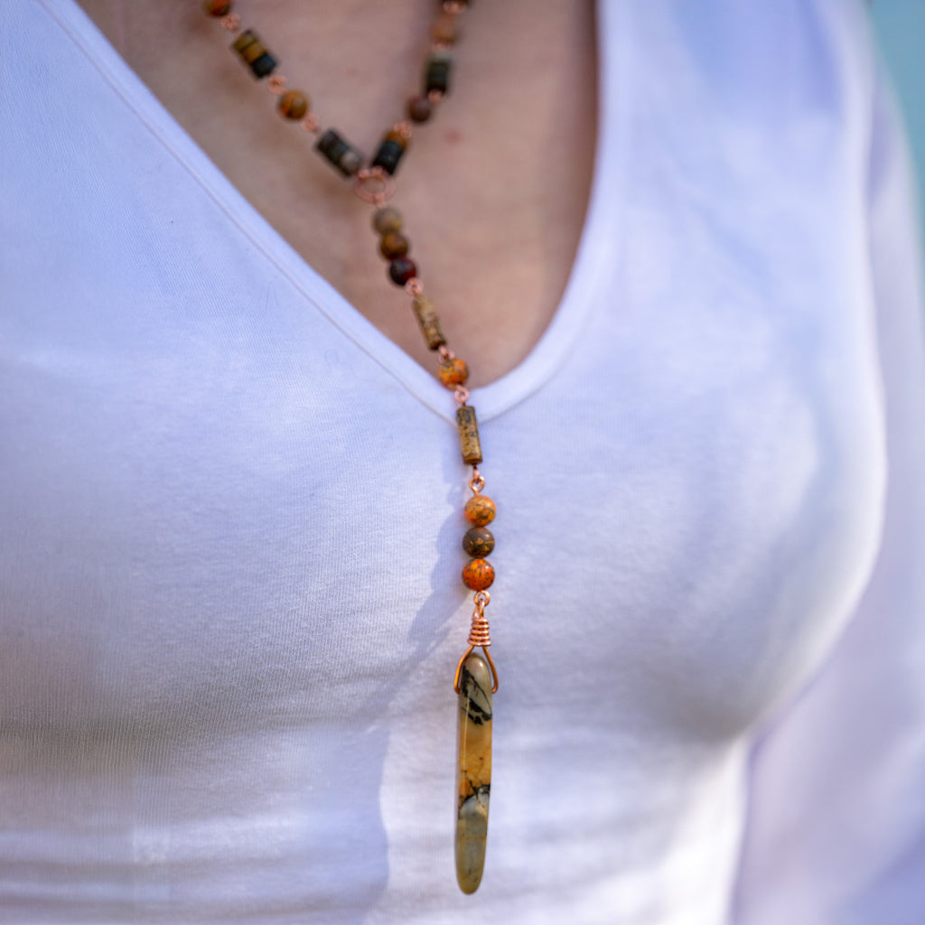 Bohemian Necklace with Mixed Jasper & Copper
