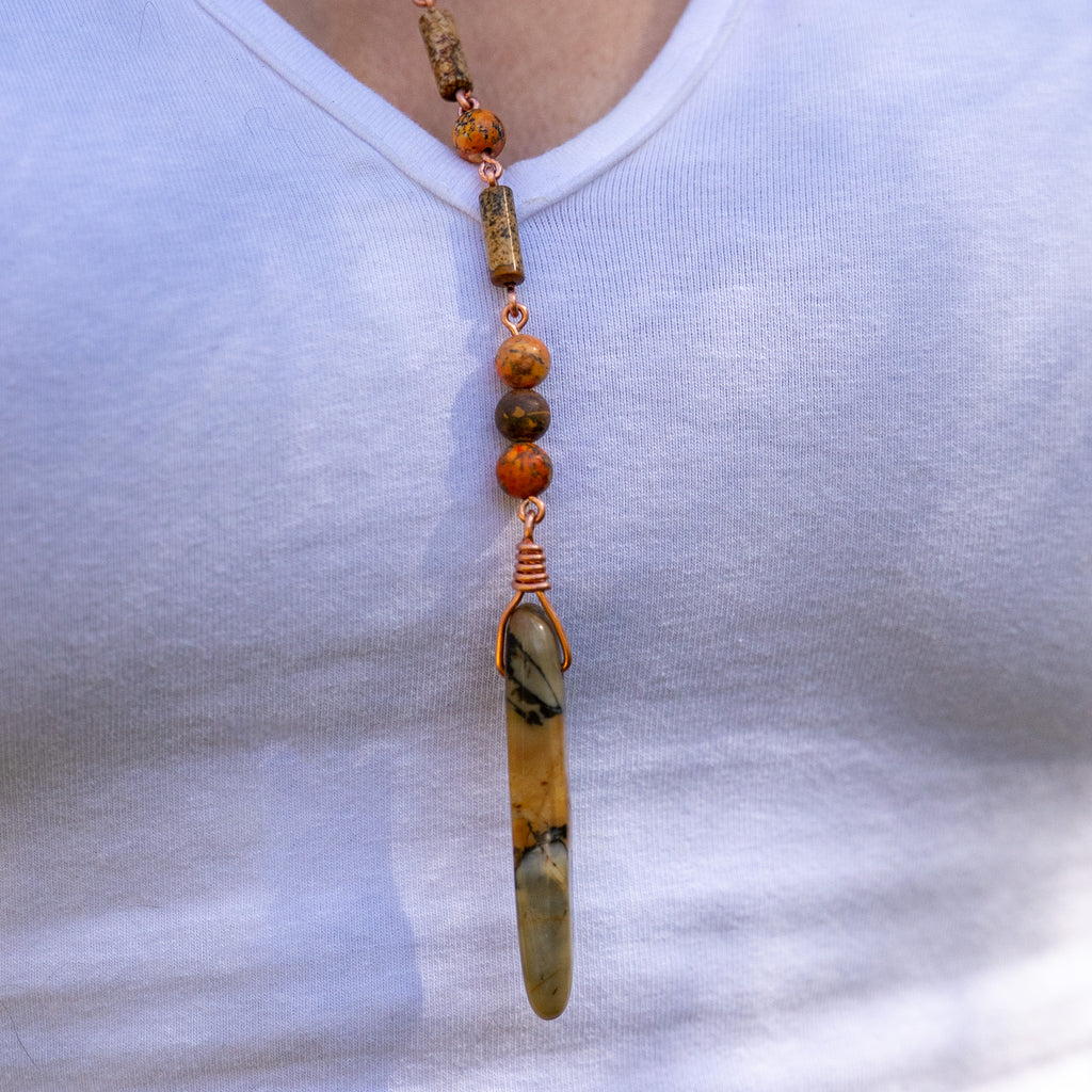 Bohemian Necklace with Mixed Jasper & Copper