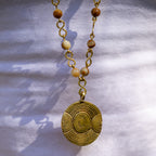 Bohemian Necklace with Wood Jasper & Brass Pendant