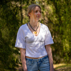 Bohemian Fabric Necklace with Bronze Pendant