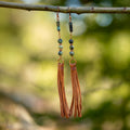 African Turquoise Tassel Earrings in Copper