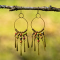 Sea Sediment Jasper Colorful Earrings in Brass