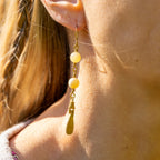 Yellow Calcite Earrings in Brass