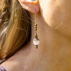 Rose Quartz Earrings in Bronze