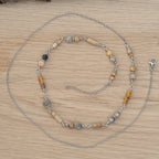 Lace Agate & Picture Jasper Belly Chain in Stainless Steel