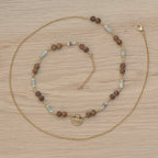 Elephant Skin Jasper & Amazonite Belly Chain in Gold-Filled Stainless Steel & Brass