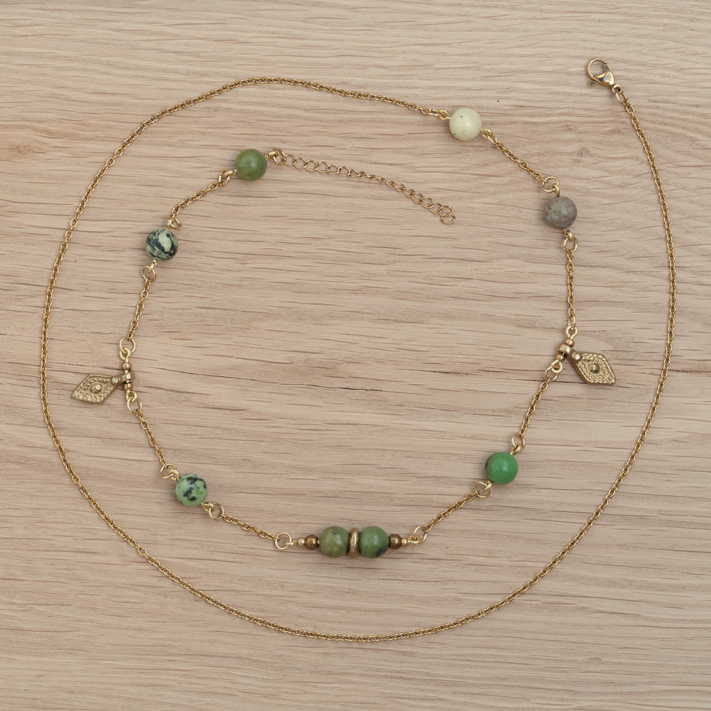 Chrysoprase Belly Chain in Gold-Filled Stainless Steel & Brass