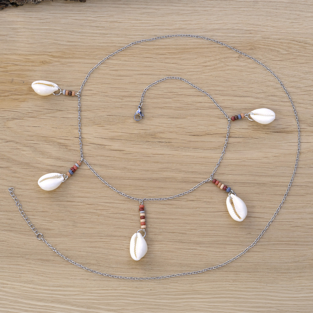 Cowrie Shell Belly Chain with Beads in Stainless Steel