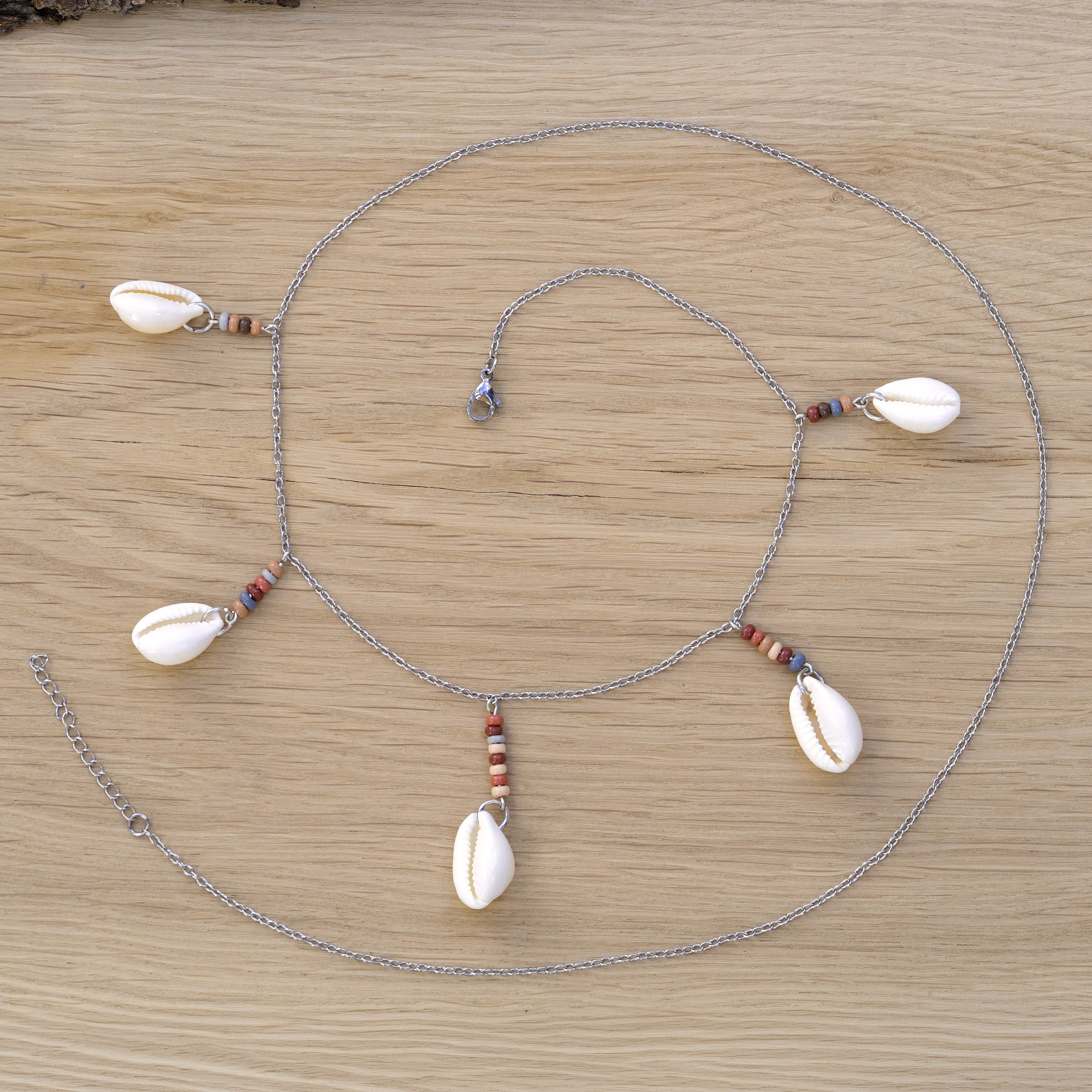 Cowrie Shell Belly Chain with Beads in Stainless Steel