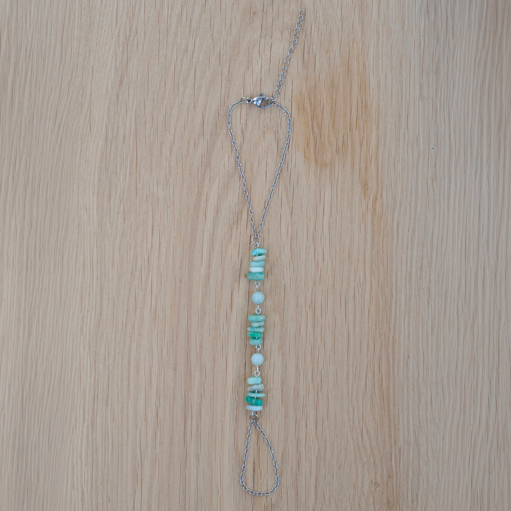 Amazonite Hand Chain in Stainless Steel