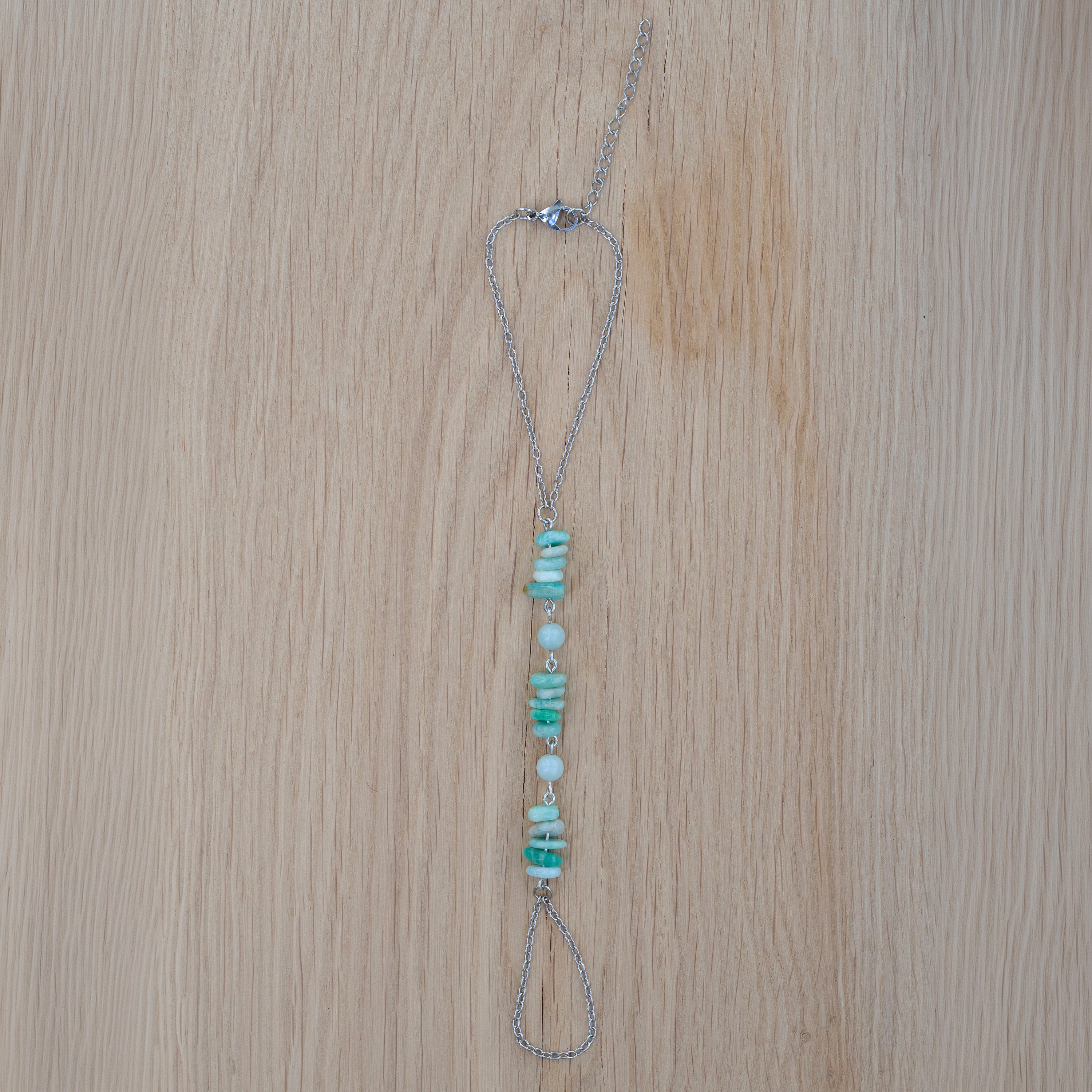 Amazonite Hand Chain in Stainless Steel