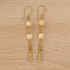Yellow Calcite Earrings in Brass