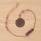 Amethyst Hair Twist with Chains and Charm in Brass