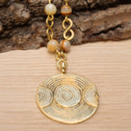 Bohemian Necklace with Wood Jasper & Brass Pendant