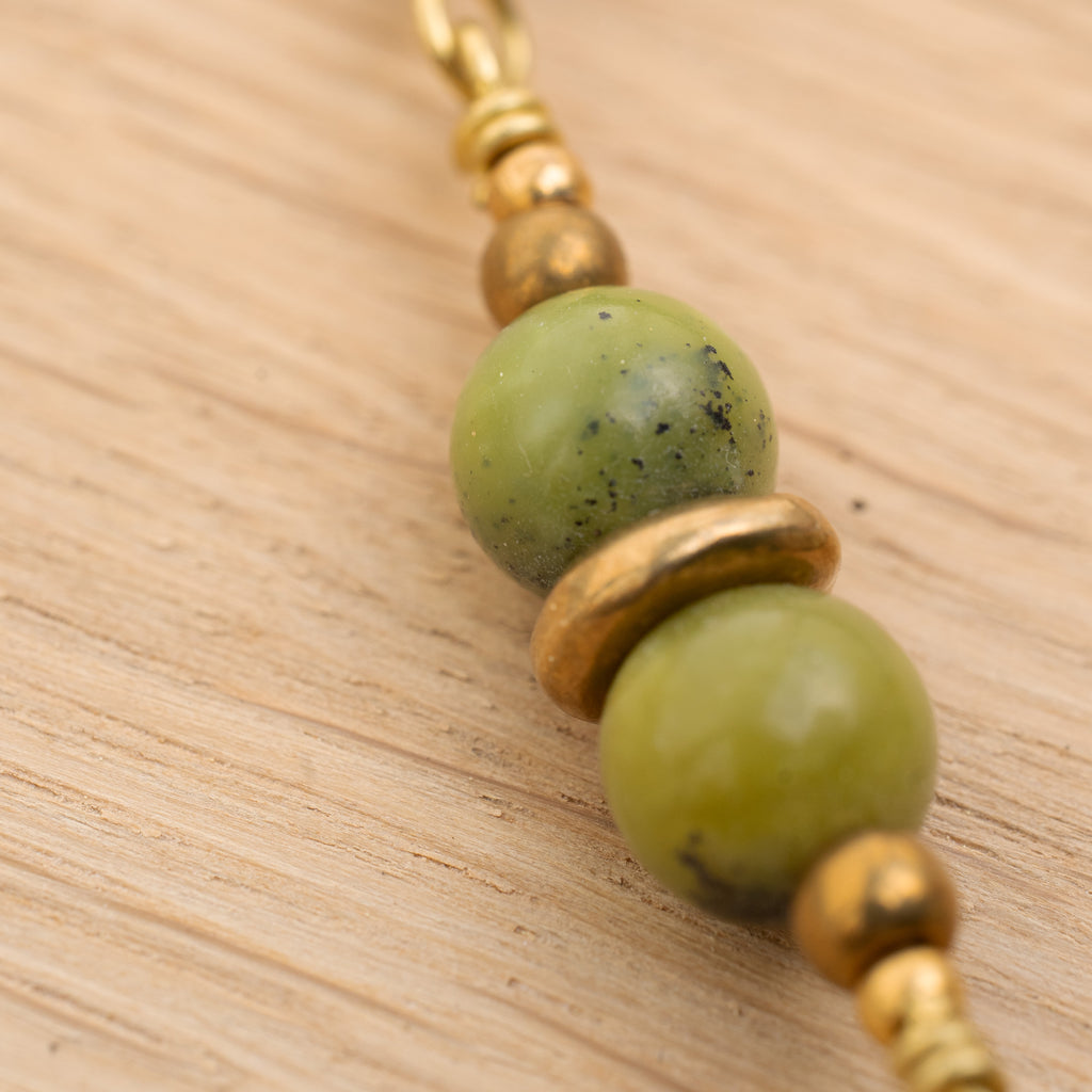 Bohemian Necklace with Chrysoprase & Brass