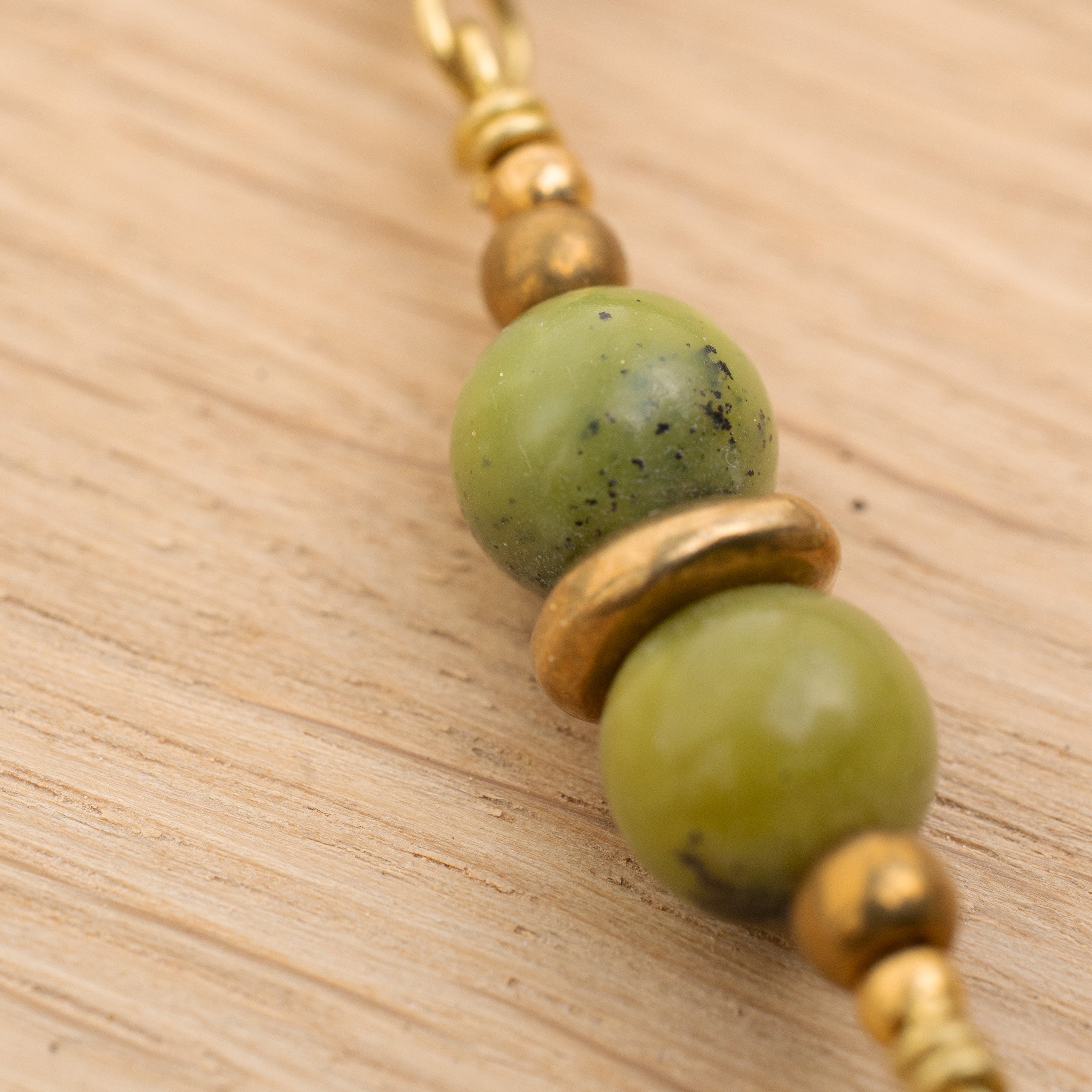 Bohemian Necklace with Chrysoprase & Brass