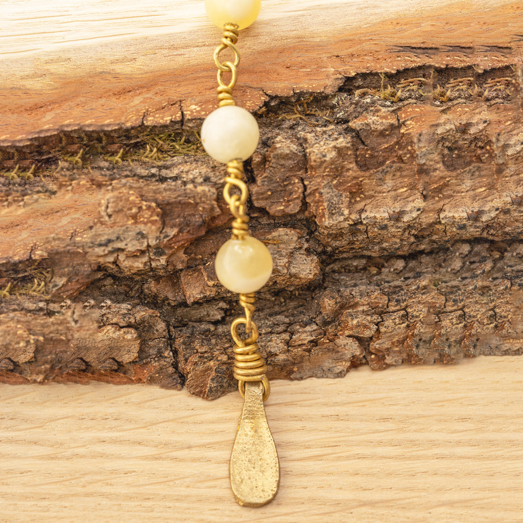 Bohemian Necklace with Yellow Calcite & Brass