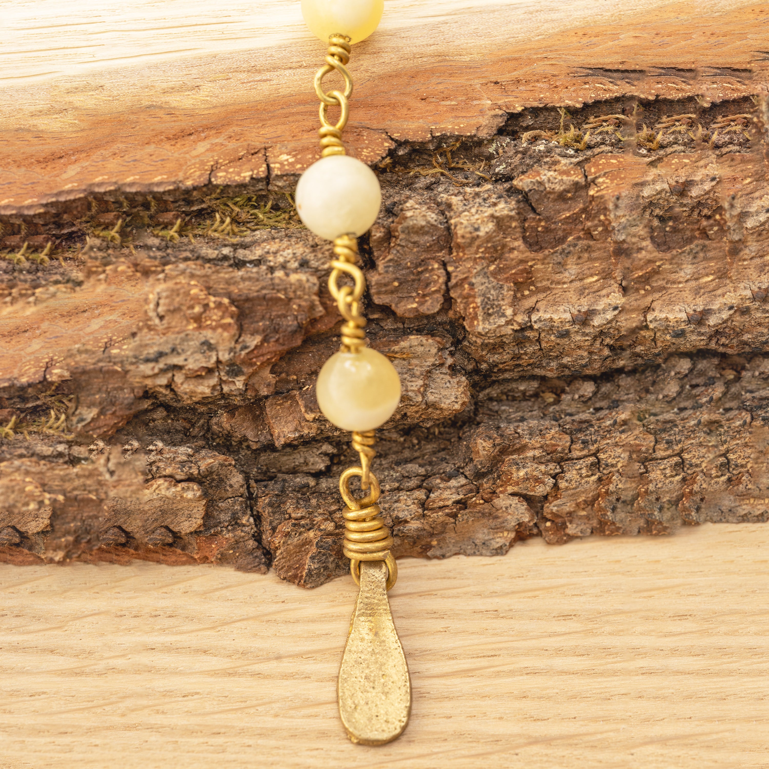Bohemian Necklace with Yellow Calcite & Brass