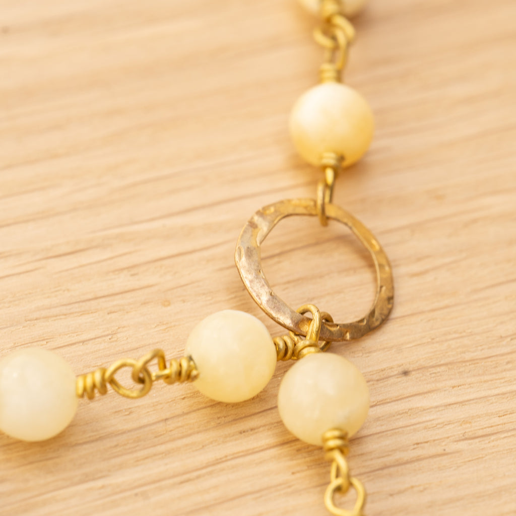 Bohemian Necklace with Yellow Calcite & Brass