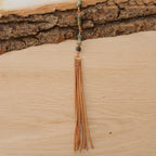 Bohemian Necklace with African Turquoise, Copper & Leather Tassel