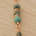 Bohemian Necklace with African Turquoise, Copper & Leather Tassel
