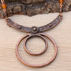 Carnelian, Smoky Quartz & Picasso Jasper Necklace in Copper