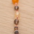 Carnelian, Smoky Quartz & Picasso Jasper Necklace in Copper