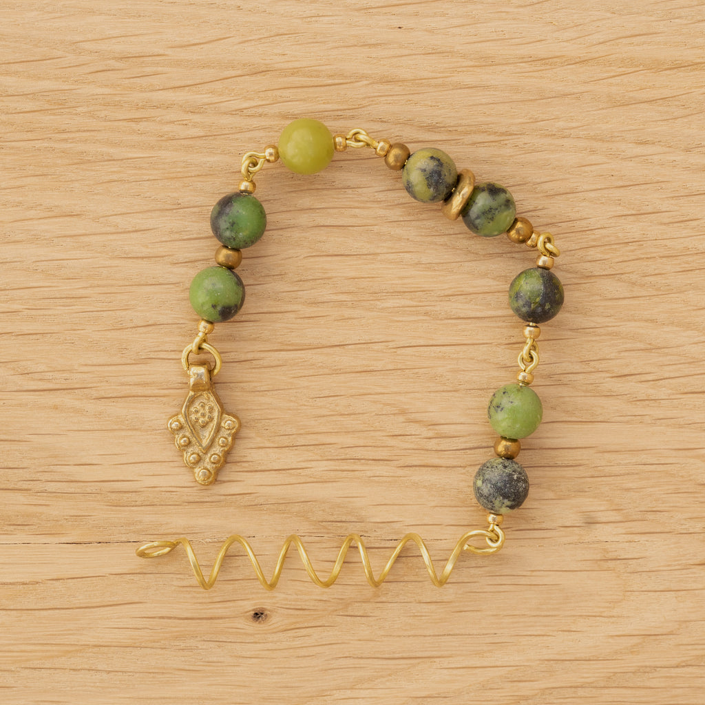 Chrysoprase Hair Twist in Brass