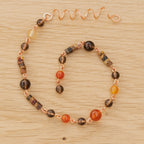 Carnelian, Smoky Quartz & Picasso Jasper Hair Twist in Copper