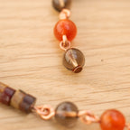 Carnelian, Smoky Quartz & Picasso Jasper Hair Twist in Copper