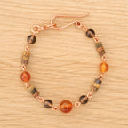 Carnelian, Smoky Quarts & Picasso Jasper Bracelet in Copper