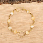 Yellow Calcite Bracelet with Brass Circle Charm
