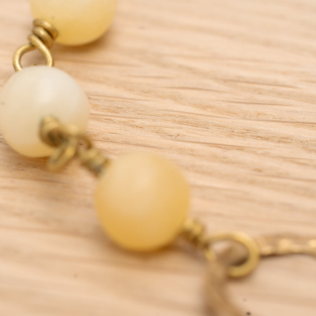 Yellow Calcite Bracelet with Brass Circle Charm