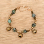 African Turquoise Bell Bracelet in Bronze