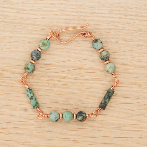African Turquoise Bracelet in Copper