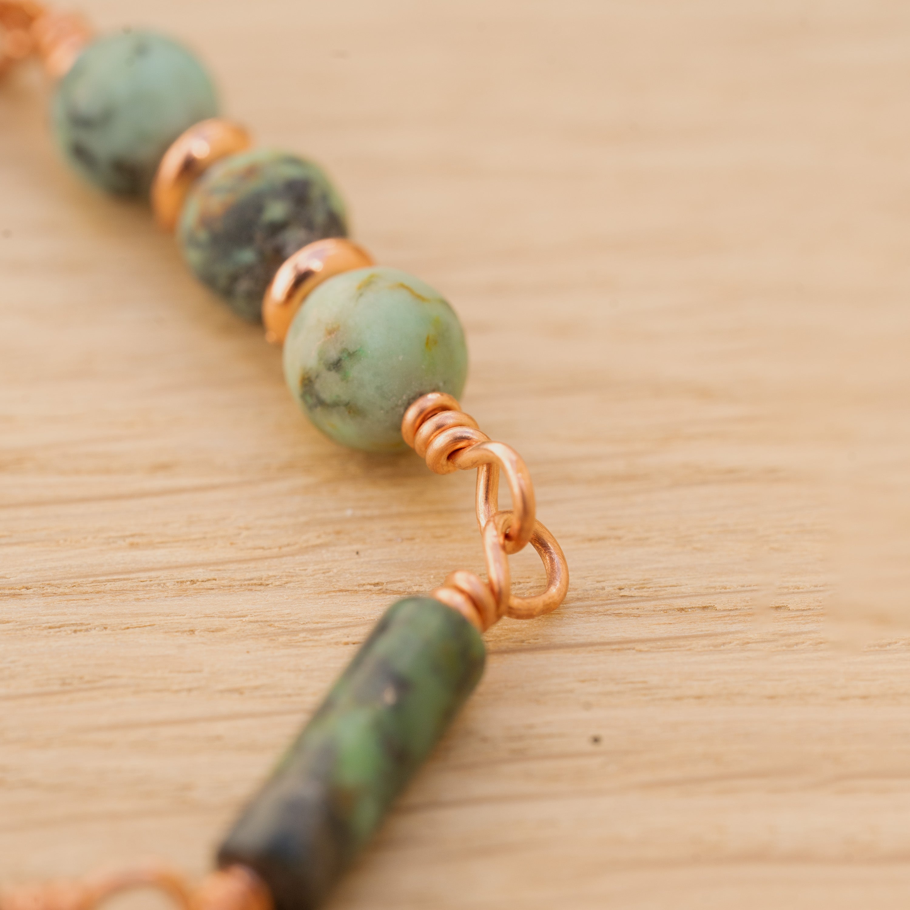 African Turquoise Bracelet in Copper