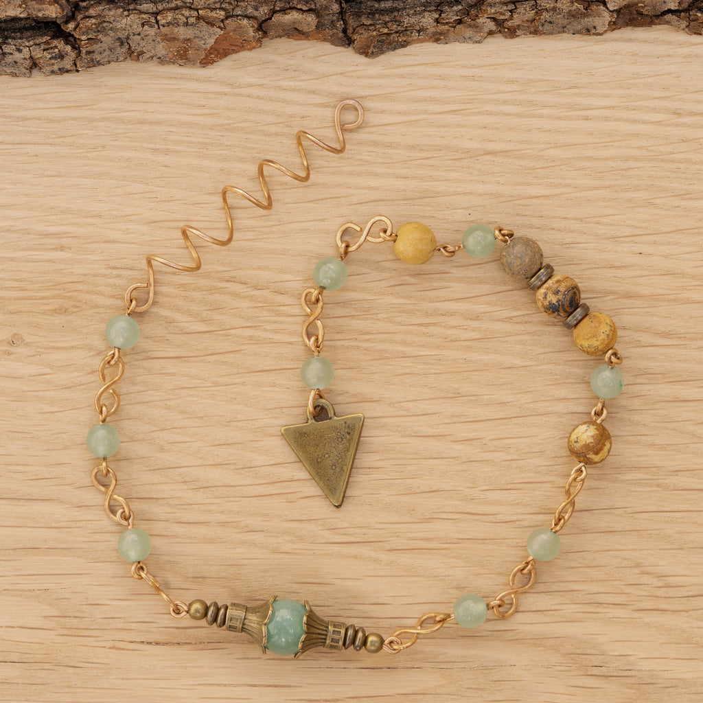 Aventurine & Landscape Jasper Hair Twist in Bronze