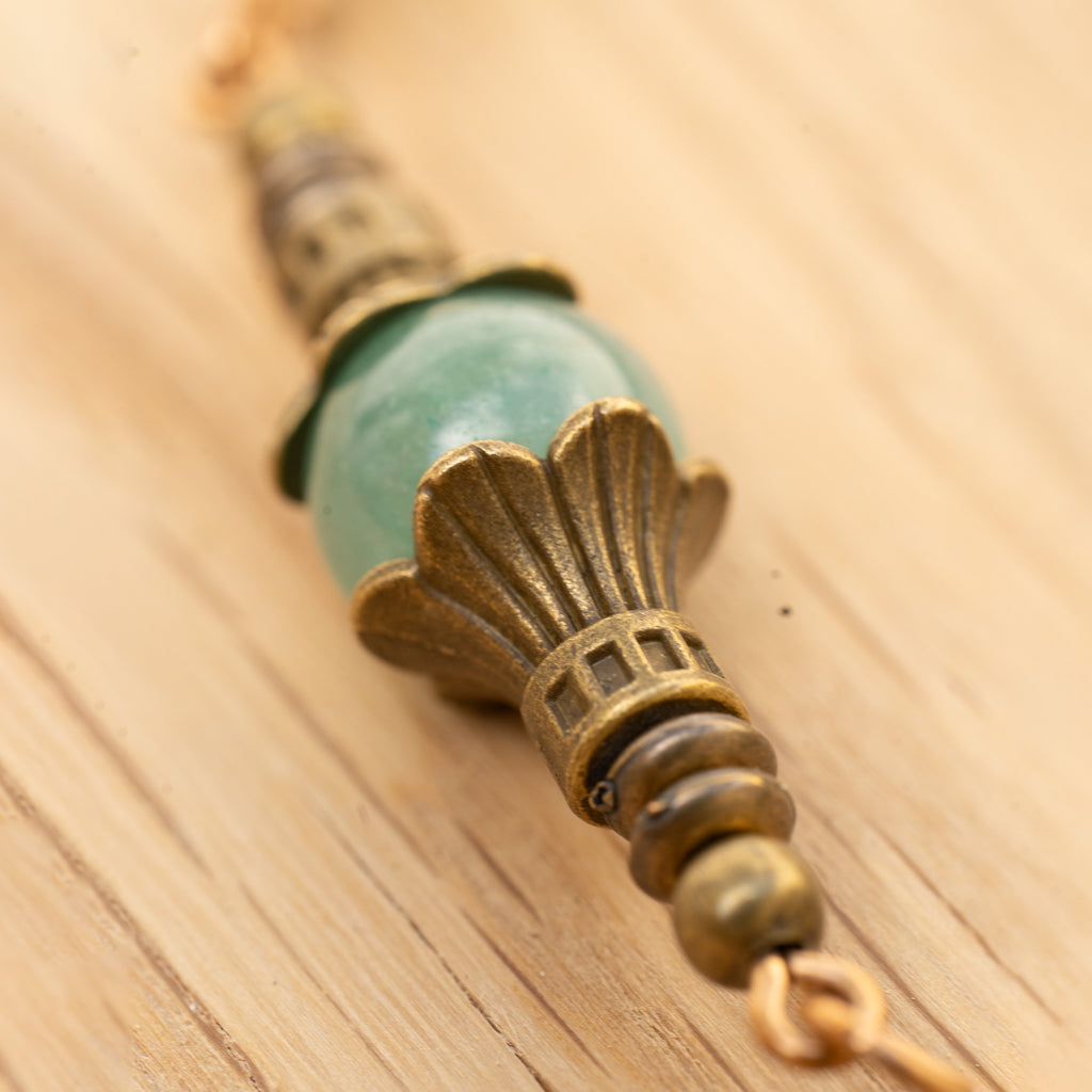 Aventurine & Landscape Jasper Hair Twist in Bronze