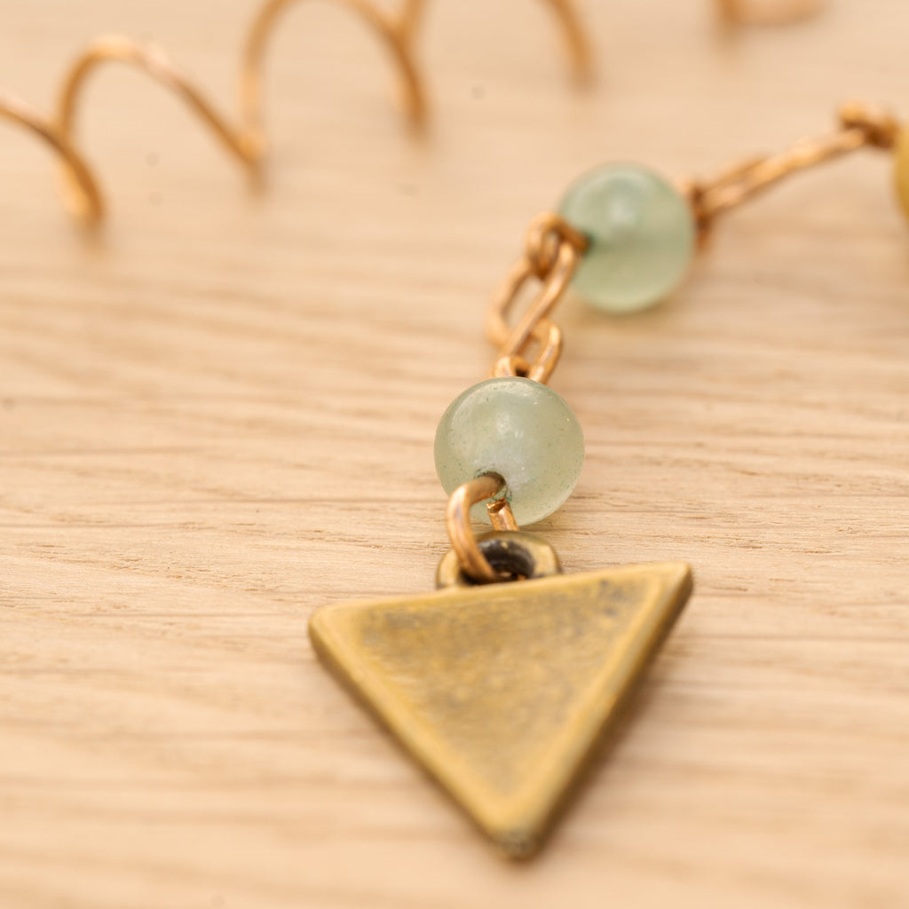 Aventurine & Landscape Jasper Hair Twist in Bronze