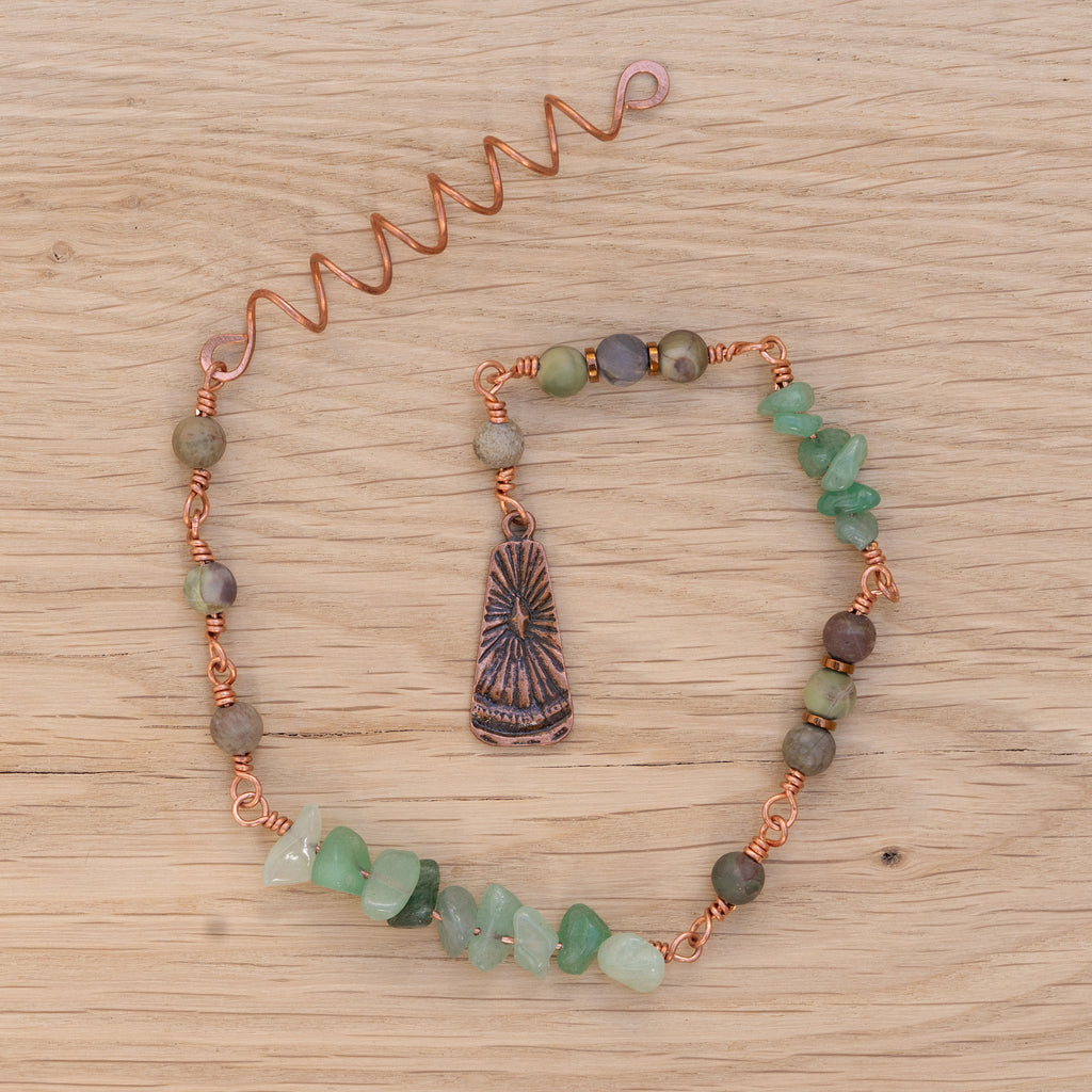 Aventurine & Gobi Desert Agate Hair Twist in Copper