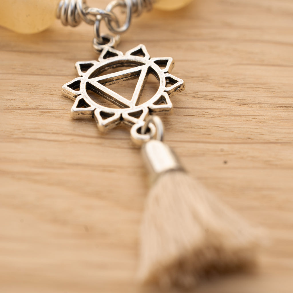 Solar Plexus Chakra Bracelet – Manipura in Stainless Steel with Yellow Quartz